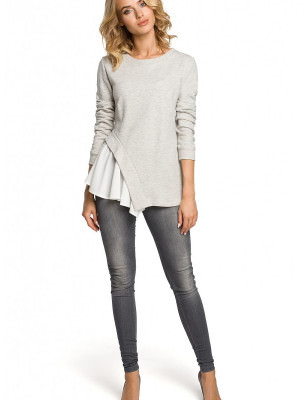 Asymmetrical Side Long Sleeve Blouse