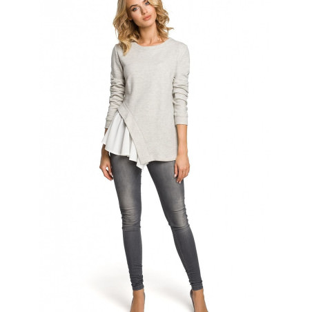 Asymmetrical Side Long Sleeve Blouse