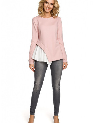 Asymmetrical Ribbed Knit Long Sleeve Blouse