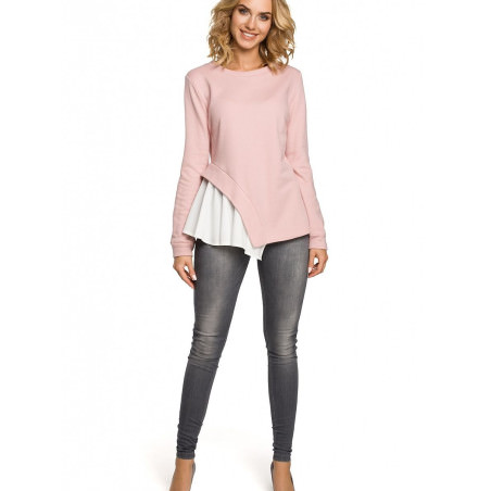 Asymmetrical Ribbed Knit Long Sleeve Blouse