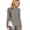 Asymmetrical Ribbed Knit Long Sleeve Blouse