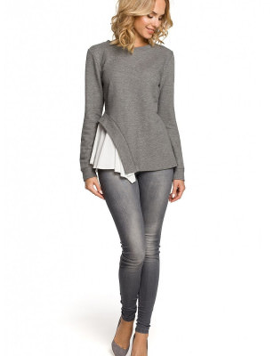 Asymmetrical Ribbed Knit Long Sleeve Blouse