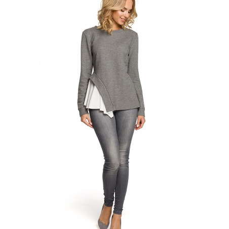 Asymmetrical Ribbed Knit Long Sleeve Blouse