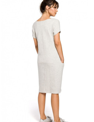 Comfortable Cotton Blend Dress, Everyday Loose Fit Pockets