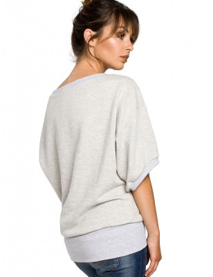 Oversized Sweatshirt Accent Bottom Ribbed Hem Cozy