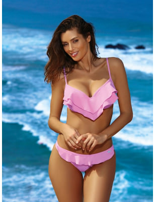 proHeart-Shaped Neckline Padded Push Up Swimsuit Ruffled Bikini_Two-Piece Swimsuits, Tops, Swimsuit Bottoms