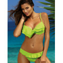 Ruffled Underwire Bikini Swimsuit - Padded Push Up Support 23 Colors