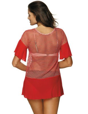 Cuban-Style Mesh Tunic for Women Beach Cover Up