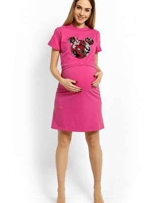 Maternity Nightgown with Breastfeeding Panel & Moro Mouse Patch