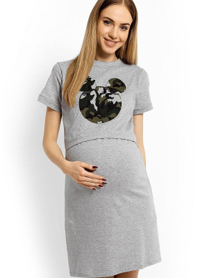 proMaternity Nightgown with Breastfeeding Panel & Moro Mouse Patch_Nightgowns, Nighties, Sleep Shirts