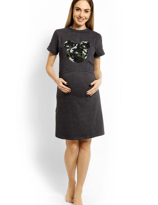 Maternity Nightgown with Breastfeeding Panel & Moro Mouse Patch