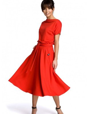 Knee-Length Flared Dress, Versatile Midi Dress for Women