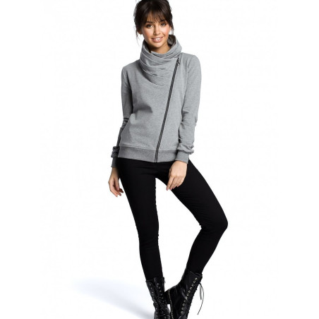 High-Collared Zipper Sports Sweatshirt