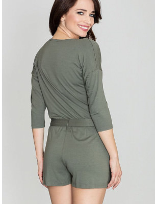 Knitwear Overalls with V-Neck & Tied Waist