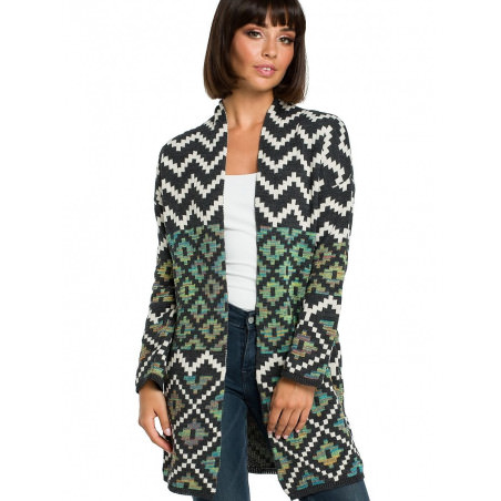 proAztec Pattern Cardigan Unbuttoned Cozy Knitwear_Cardigans for Women, Ponchos