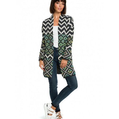 Aztec Pattern Cardigan Unbuttoned Cozy Knitwear