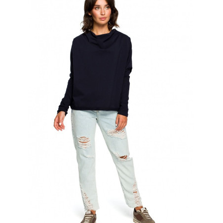 Women's Loose-fit Draped Neckline Sweatshirt