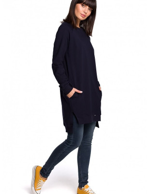 Oversized Sweatshirt Side Slits Long Length Cozy Chic