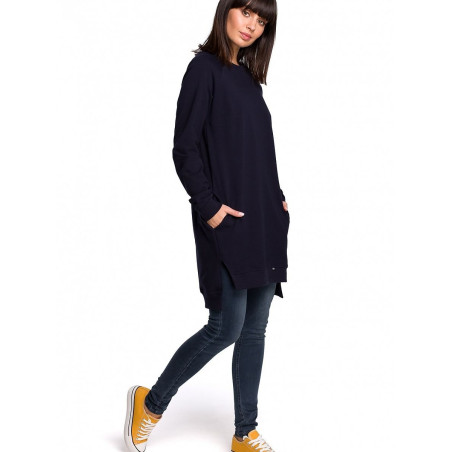 Oversized Sweatshirt Side Slits Long Length Cozy Chic