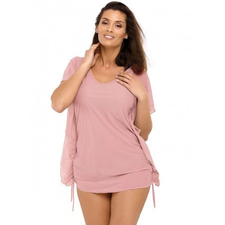 proMarko's Smooth Beach Cover-Up V Neck Ruffle Side Ties Short Sleeves_Beach Dresses, Cover-Ups, Pareos