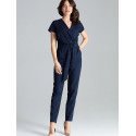 Stylish Short-Sleeved Jumpsuit Tie Waist