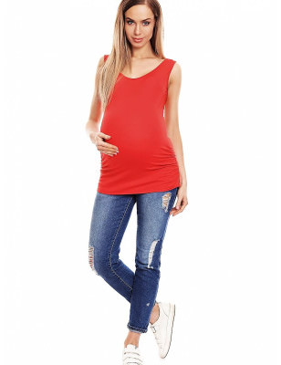 Pregnancy Blouse, Maternity Top - Sleeveless Pleated Comfort