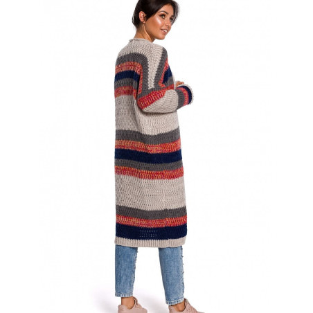 Multicolored Yarn Cardigan, Long Comfortable Unique Womens