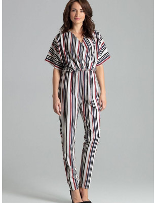 proStriped Jumpsuit Chic Kimono Sleeve Overalls_Playsuits for Women