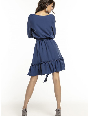 Elegant Dress with Frill Detail & Adjustable Belt