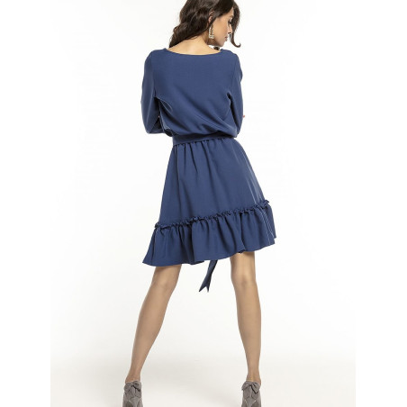 Elegant Dress with Frill Detail & Adjustable Belt