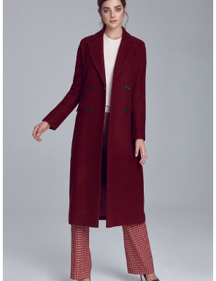 Elegant Long Wool-Blend Coat Warm Classic Double-Breasted