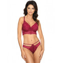 Burgundy Lace Padded Bra with Floral Design