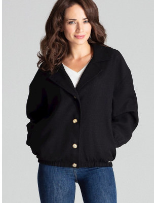 proBlack Short Jacket with Drop Sleeves and Pockets_Women`s Coats, Jackets