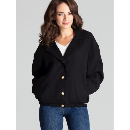 proBlack Short Jacket with Drop Sleeves and Pockets_Women`s Coats, Jackets