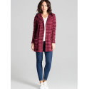 Maroon Long Knit Sweater with Hood and Pockets