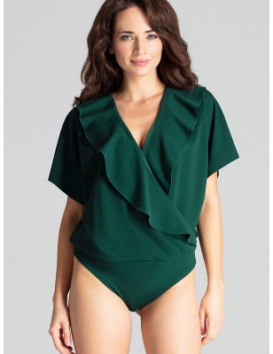 proGreen Kimono Bodysuit with Ruffle Neckline_Shapewear Bodies for Women