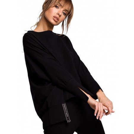 proLoose-Fit Sweatshirt Side Slits & Cuffs Decorative Piping_Sweatshirts for Women