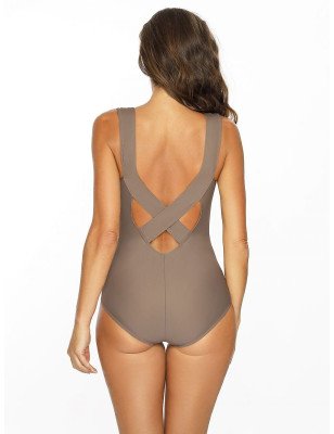 One-Piece Swimsuit Gold Brooch Support Flattering Comforting