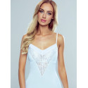 Lace Trim Fitted Cotton Chemise, Floral See-Through Design