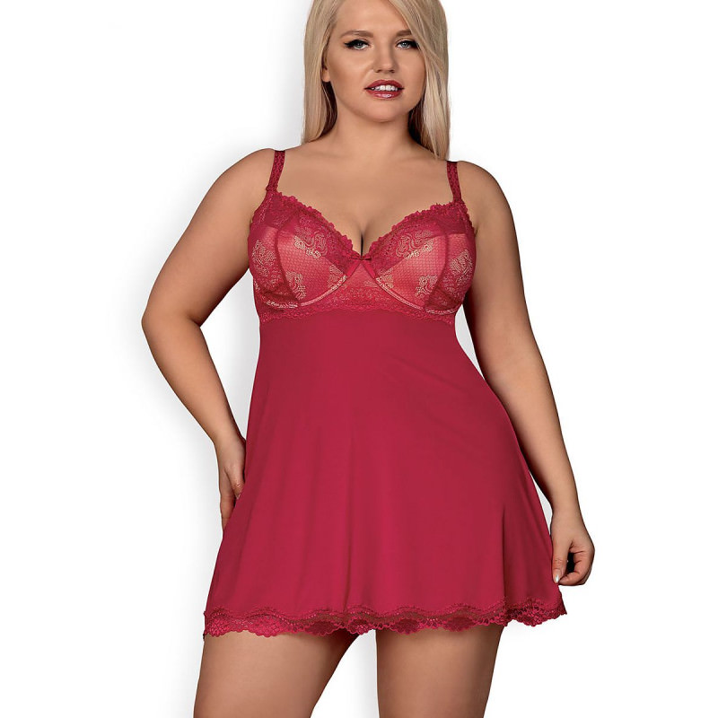 proMaroon Lace Babydoll Chemise with Padded Bra_Erotic Lingerie Sets, Sexy Underwear Sets