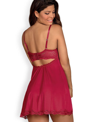 Maroon Lace Babydoll Chemise with Padded Bra