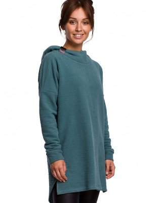 proDual-Sided Knit Sweatshirt - Long Cut, High Collar & Cozy Hood_Sweatshirts for Women