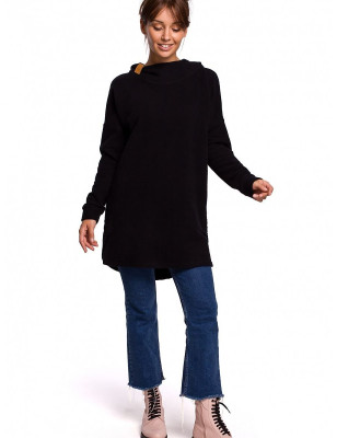 Dual-Sided Knit Sweatshirt - Long Cut, High Collar & Cozy Hood