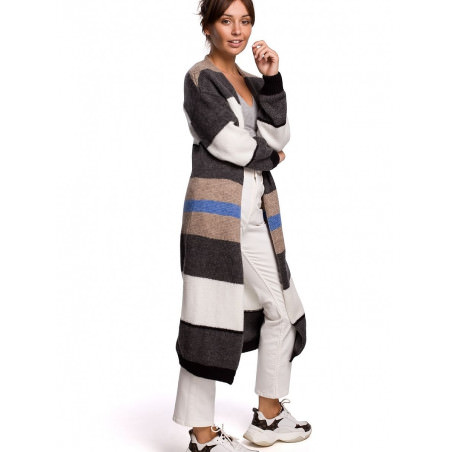 proMulticolor Striped Long Cardigan, Cozy & Stylish_Cardigans for Women, Ponchos