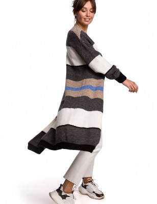 Multicolor Striped Long Cardigan, Cozy & Stylish