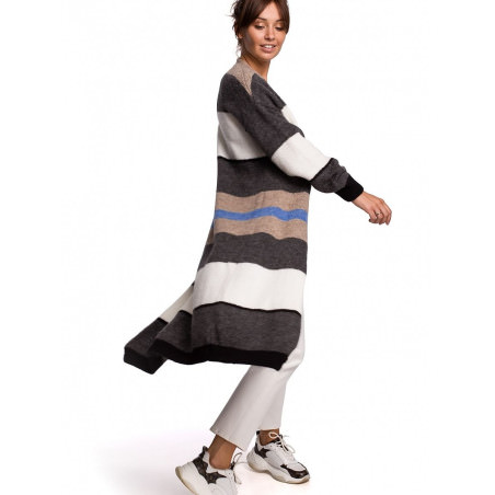 Multicolor Striped Long Cardigan, Cozy & Stylish