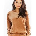 Velour Sweatshirt Loose Fit Pleats & Tape Design 4 Colors