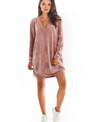 Heart Neckline Velour Dress - Comfortable & Stylish