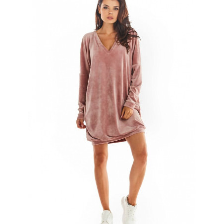 Heart Neckline Velour Dress - Comfortable & Stylish