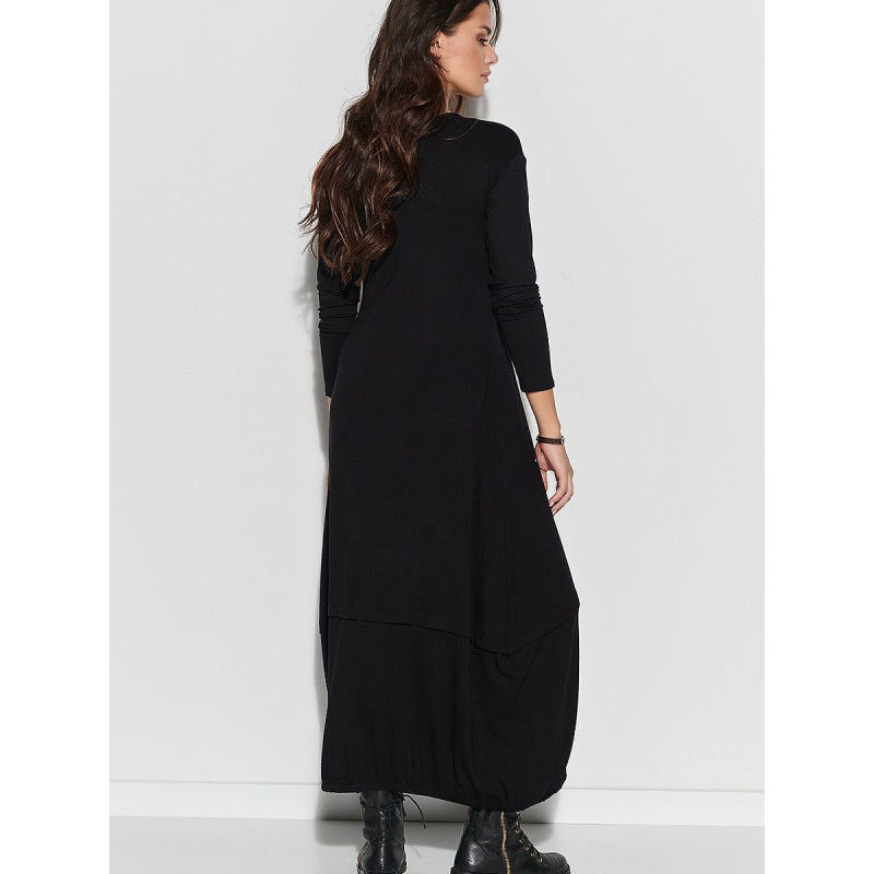 proMaxi Dress - Viscose Knit, Welt Detail & Layered Hem_Day Dresses